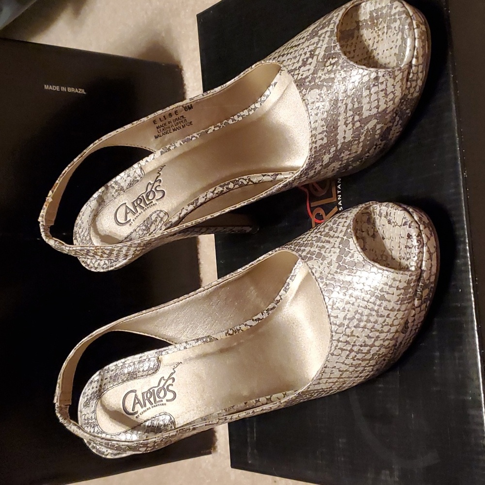 Carlos by Carlos Santana Elise Leather Snake Print Heels Size 6